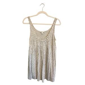 Banana Republic Tank Top Polka Dot Ruffle Beige Brown Flowy Summer Women's S EUC